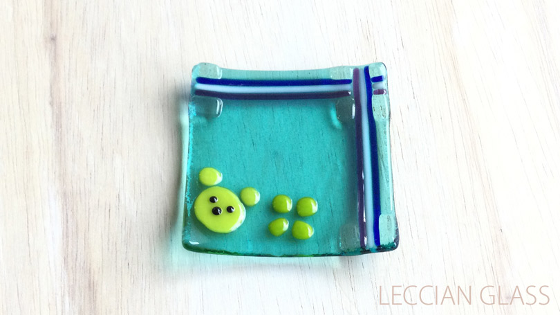 Shibuさんガラスフュージング作品｜スクエア・プレート8cm｜岐阜cotolaレチアンガラス資格認定講座