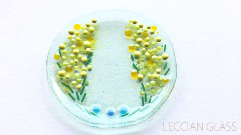 Shibuさんガラスフュージング作品｜ラウンド・プレート13cm｜岐阜cotolaレチアンガラス資格認定講座